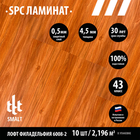 SPC ламинат Smalt Лофт Филадельфия 6008-2