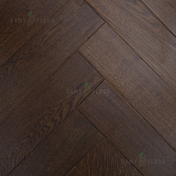 Массивная доска Damy Floor Luxury Английская елочка Шоколадный Селект 500 мм